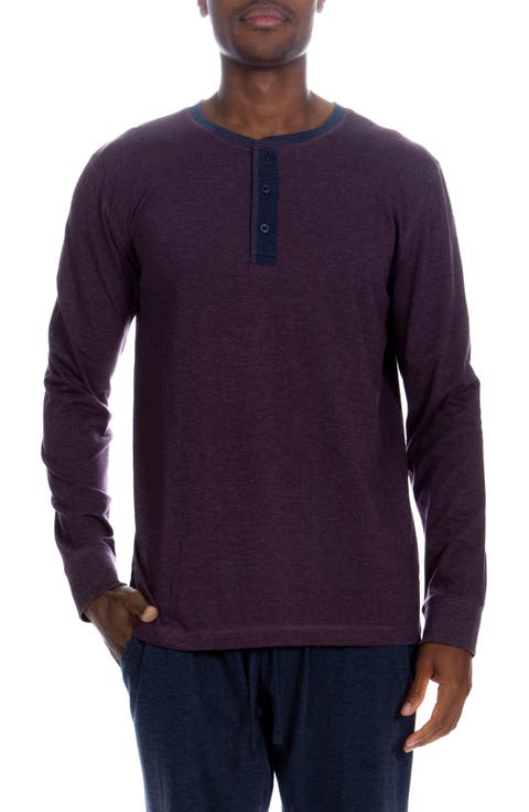 Three Button Long Sleeve Lounge Henley Shirt