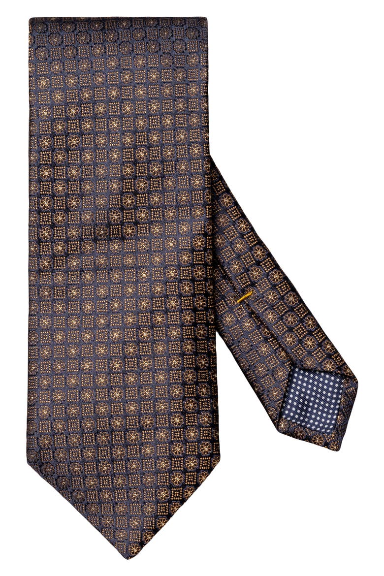 Medallion Woven Silk Tie, Main, color, LIGHT YELLOW