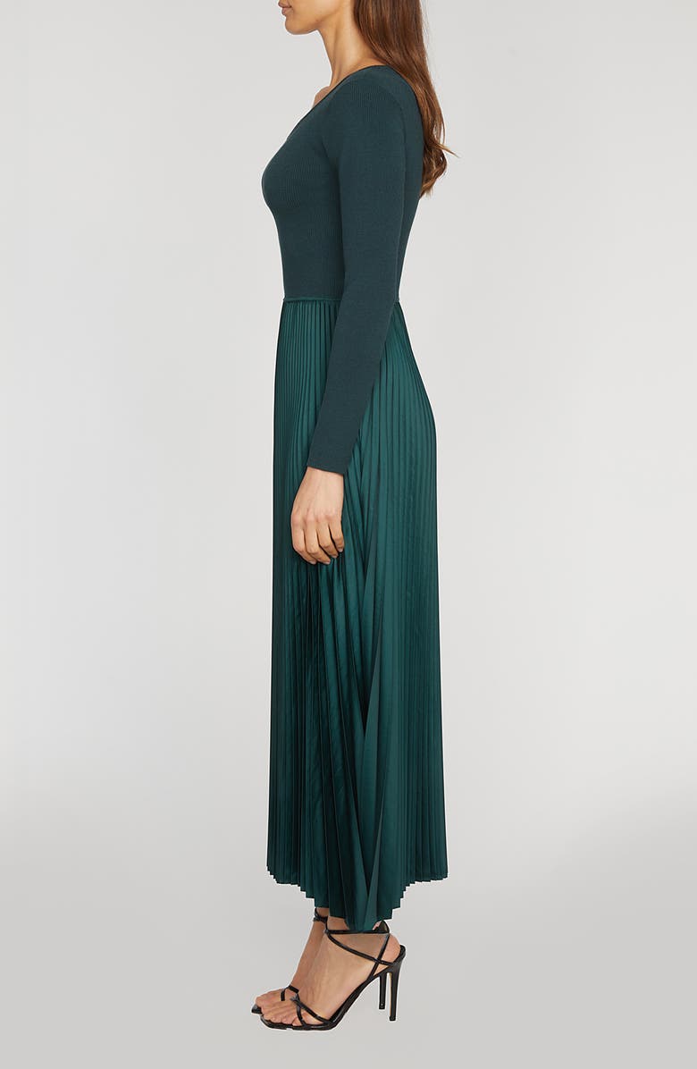 Elie Tahari Mave Pleated Long Sleeve Mixed Media Dress, Alternate, color,