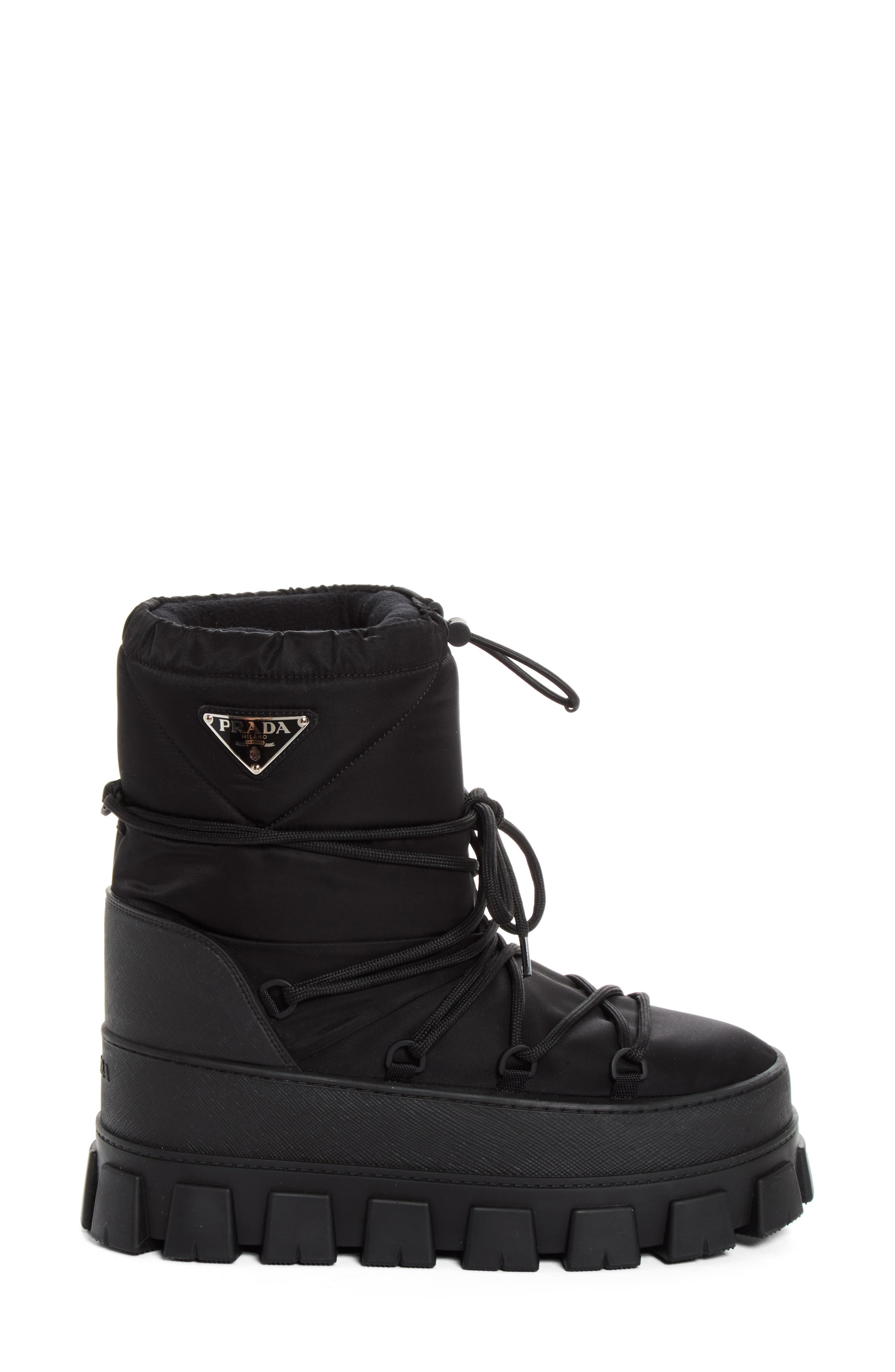 Re-Nylon Gabardine Après Ski Boot, Alternate, color, NERO