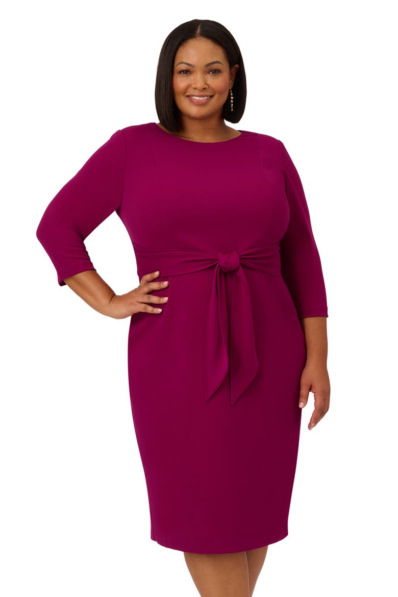 Tie Waist Crepe Dress, Alternate, color, WILDBERRY