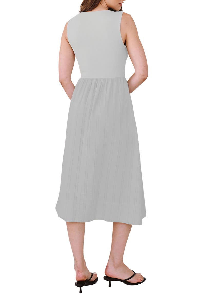 Mixed Media Sleeveless Midi Dress, Alternate, color, MINTED SAGE