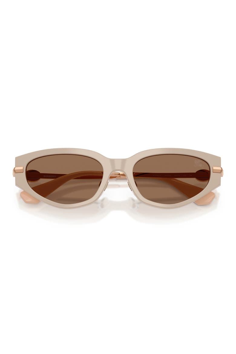 56mm Irregular Sunglasses, Alternate, color, BEIGE / DARK BROWN