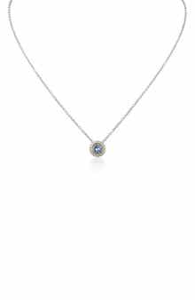 CZ by Kenneth Jay Lane Two-Tone Round Cubic Zirconia Halo Pendant Necklace