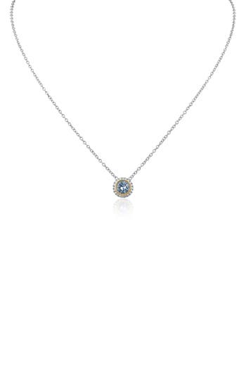 Cz By Kenneth Jay Lane Two-tone Round Cubic Zirconia Halo Pendant Necklace In Metallic