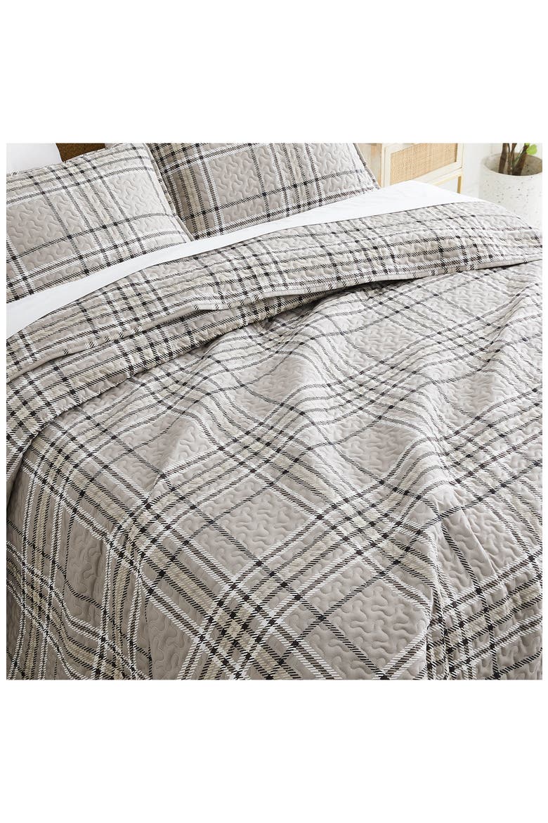 Plaid Collection- Luxury Premium Oversized Quilt Set, Alternate, color, MOCHA