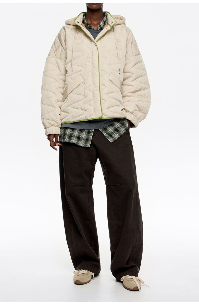 Bimba y Lola Short Padded Jacket Hood, Main, color, Ivory