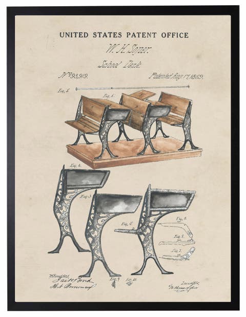 School Desk in Black Frame