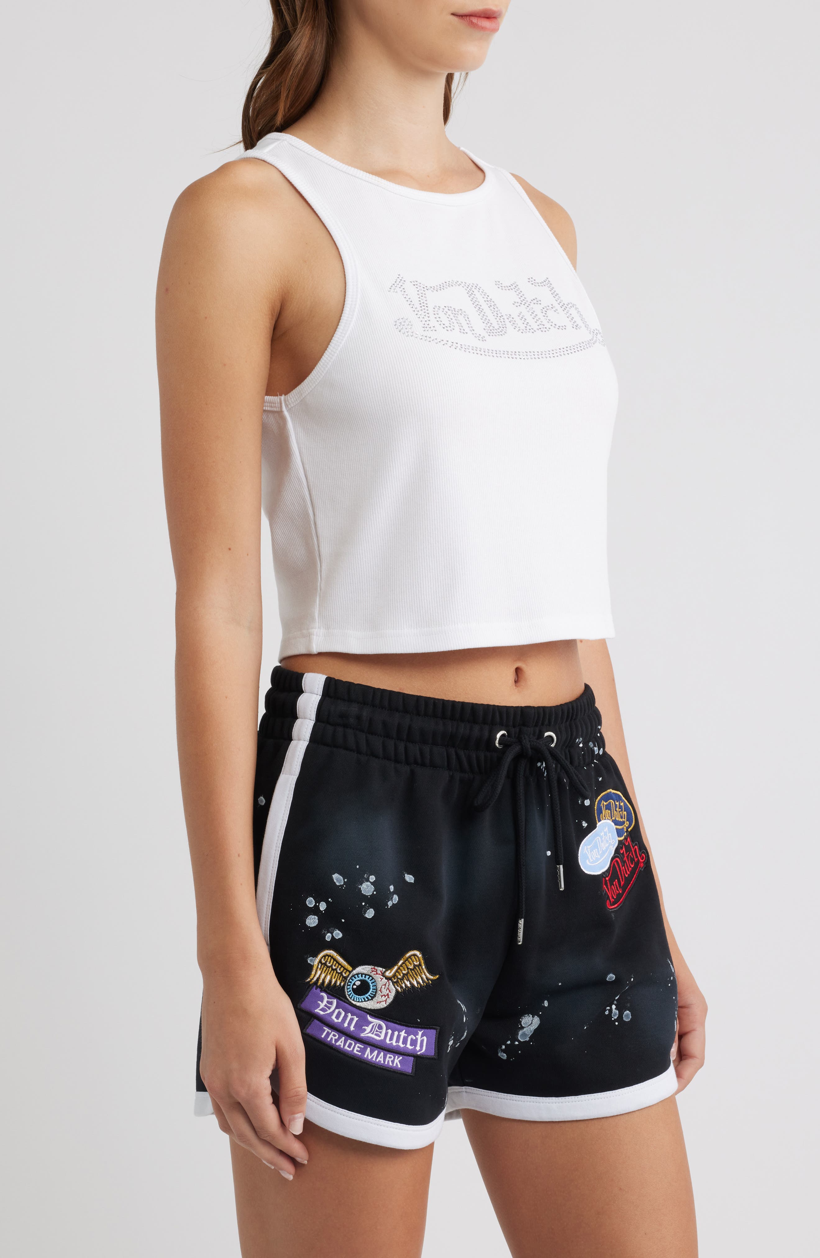 Von Dutch Rhinestone Logo Rib Jersey Tank (Women) | Nordstrom