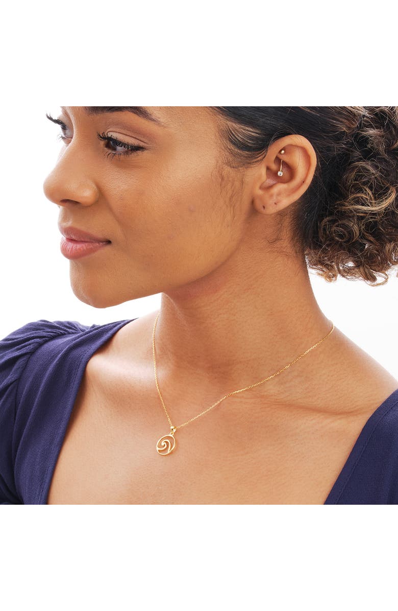 Sterling Forever Open Circle Wave Pendant Necklace, Alternate, color, Gold