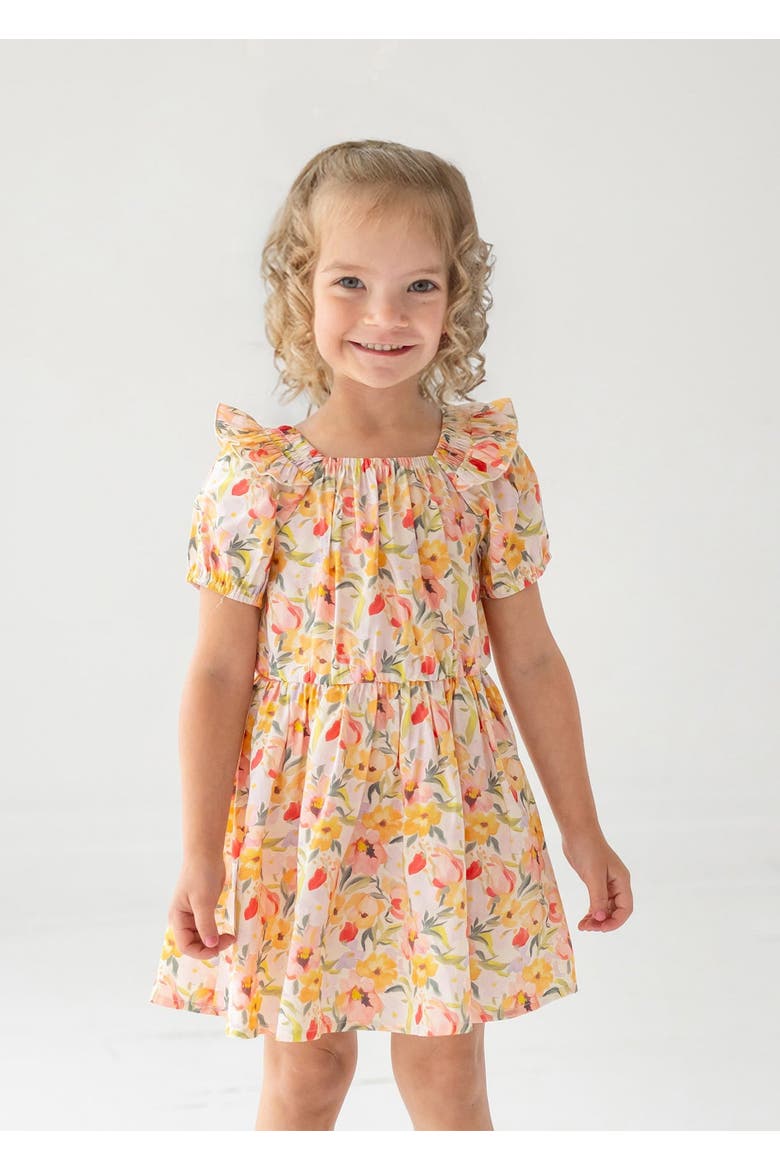 Blooming Florals Short Gathered Sleeve Dress, Alternate, color, Pink