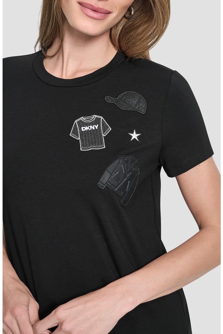 Pins & Patches Appliqué T-Shirt, Alternate, color, BLACK