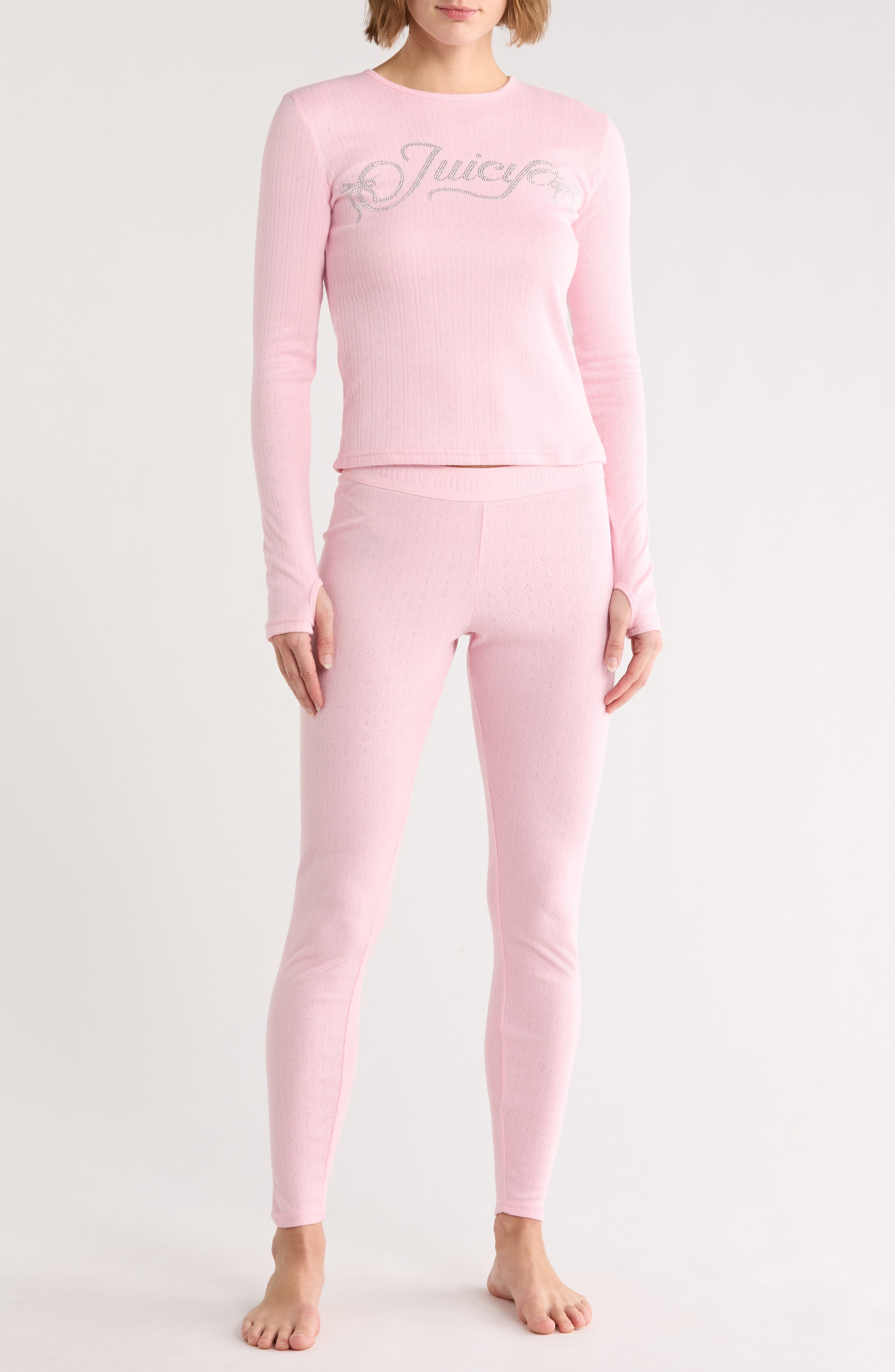 Juicy Couture Crystal Logo Long Sleeve Top & Leggings Pajamas