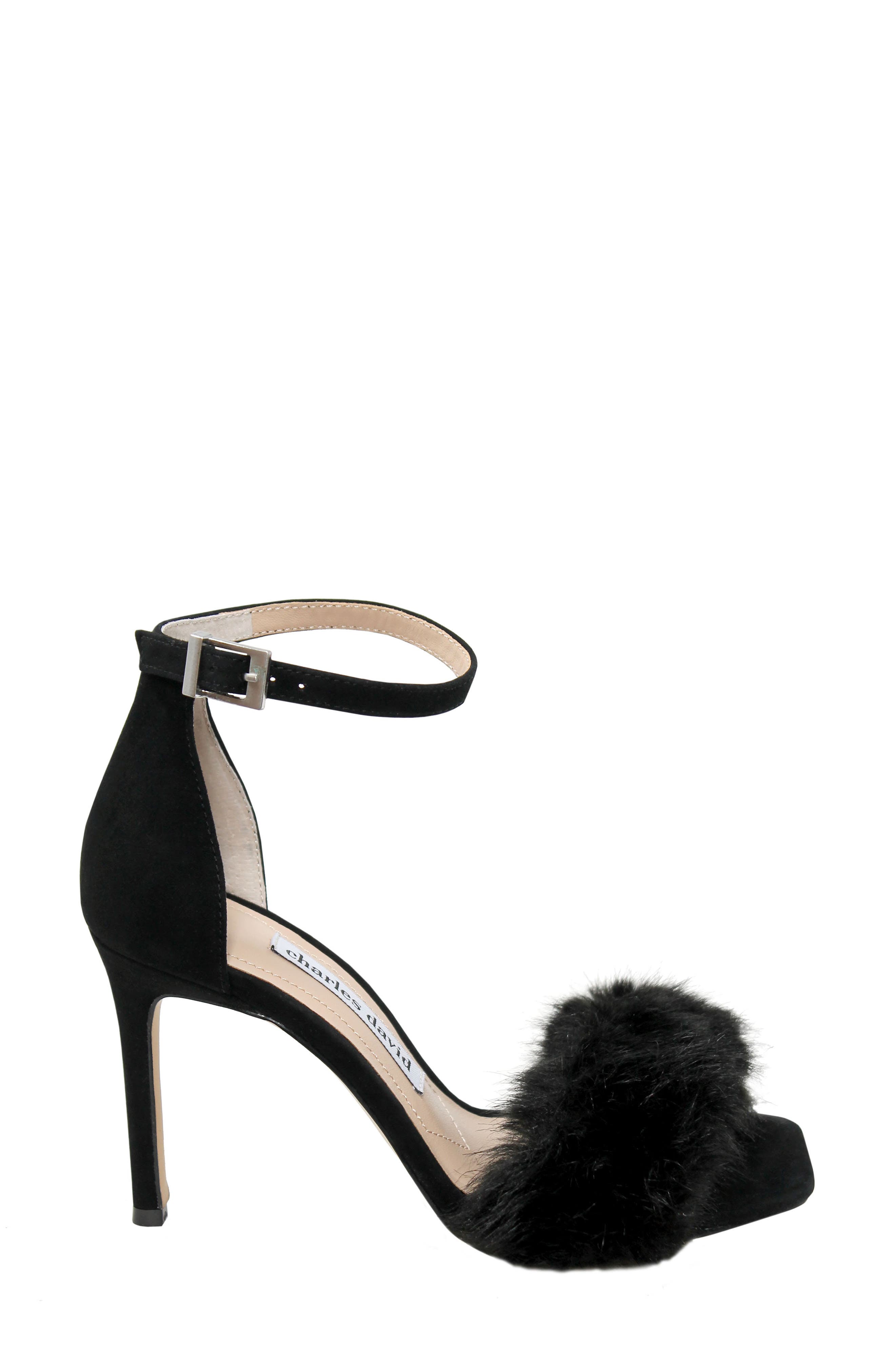 Empoli Faux Fur Sandal, Alternate, color, BLACK