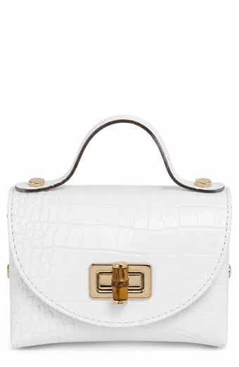 Livia Croc Embossed Leather Top Handle Bag