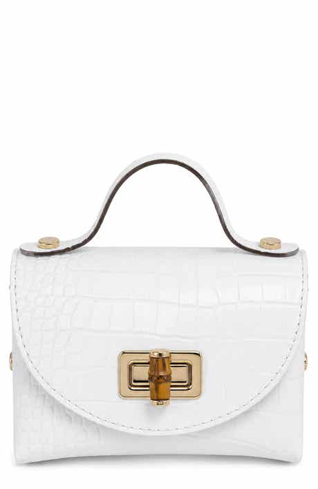 Livia Croc Embossed Leather Top Handle Bag