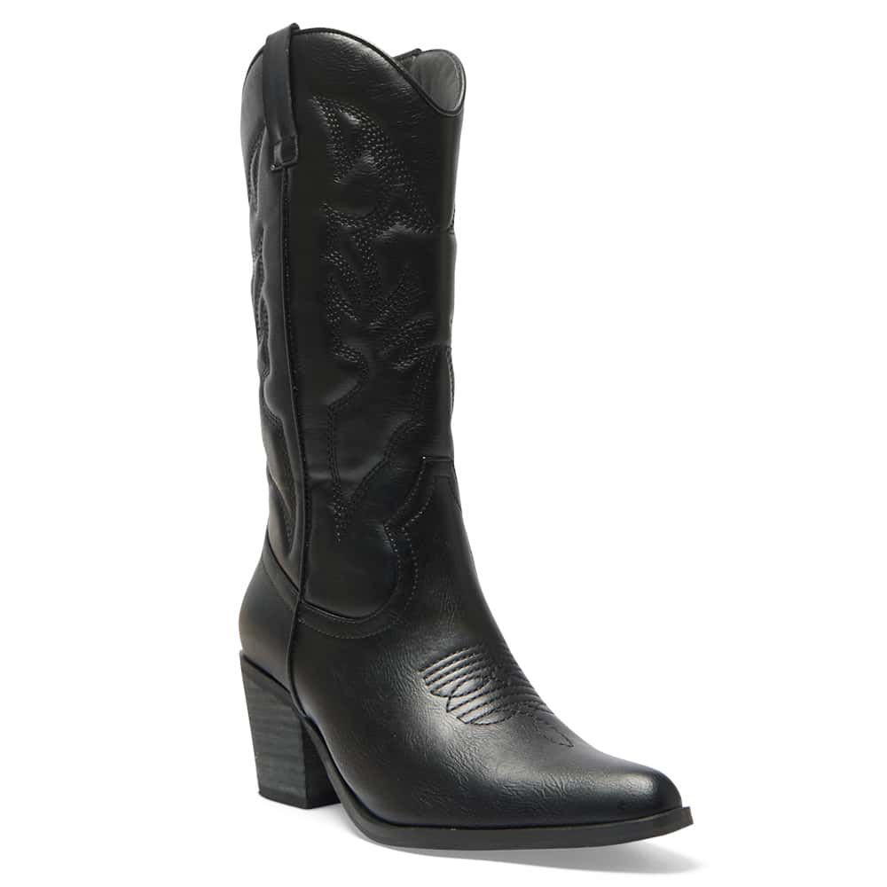 CLAYTON Pointed Toe Western Boot, Main, color, Black
