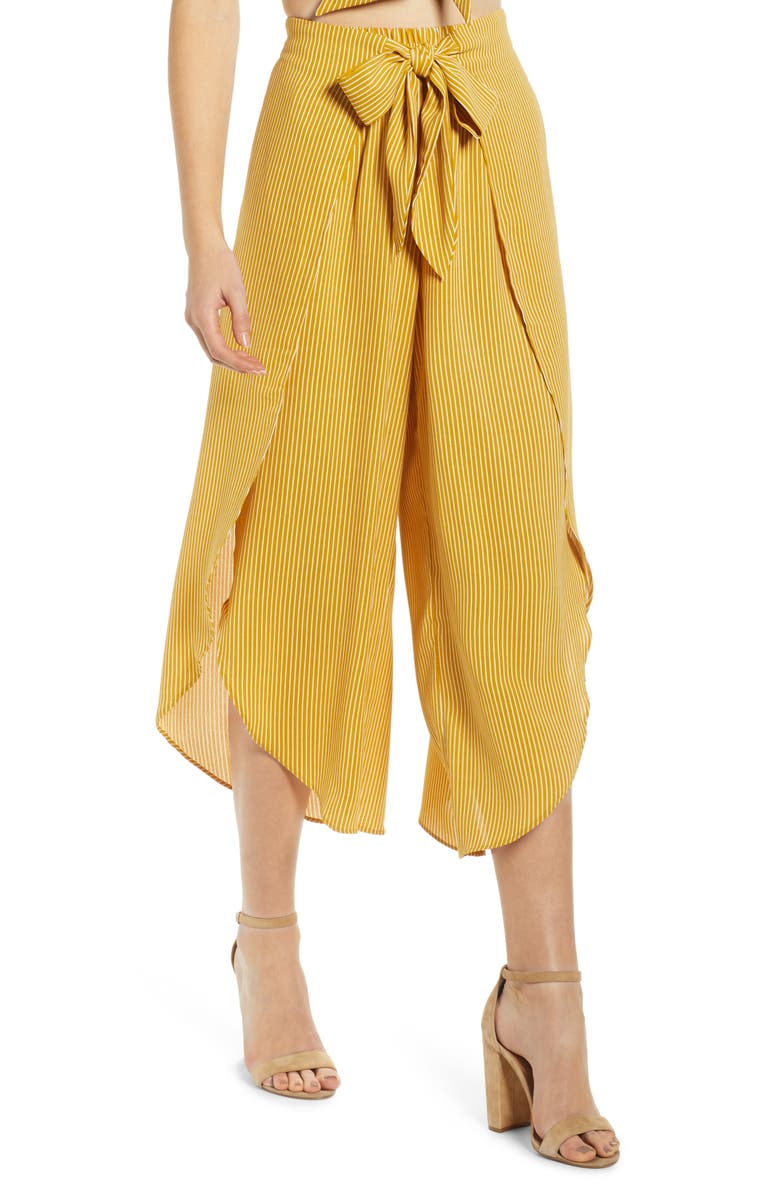 MOON RIVER Tie Front Layered Wide Leg Pants, Main, color,