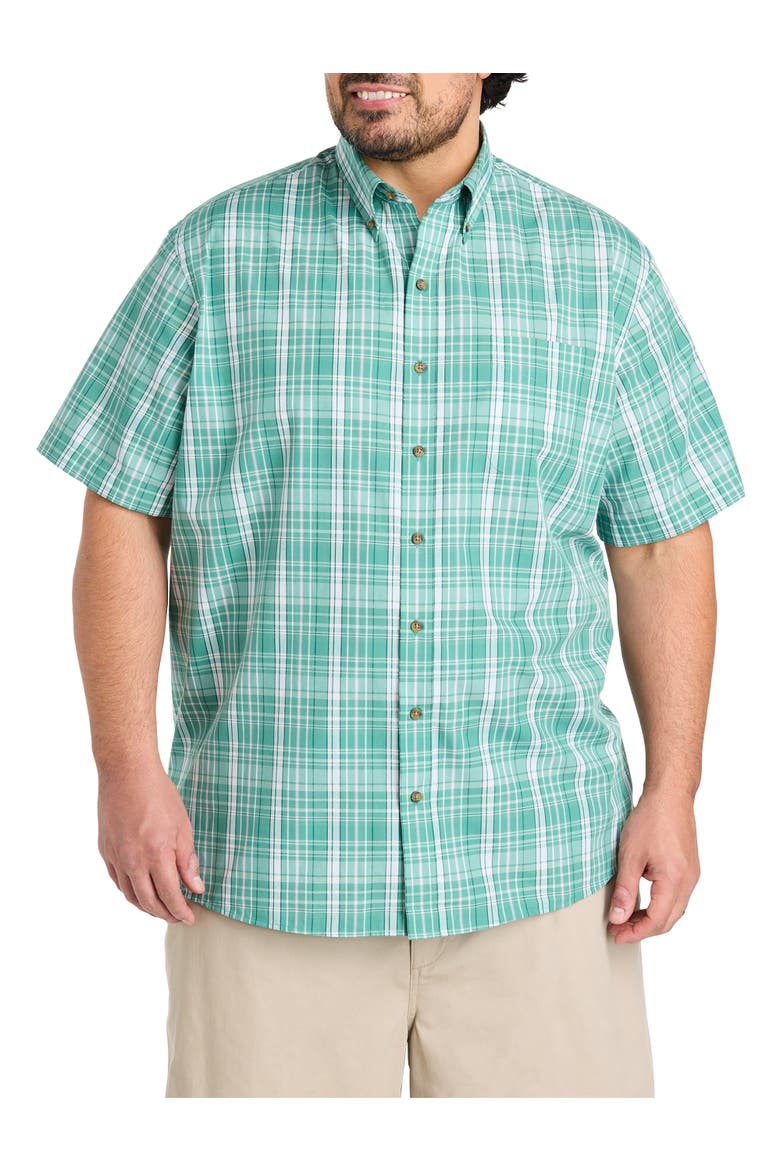 Big & Tall Easy-Care Large Plaid Sport Shirt V6, Main, color, GREEN