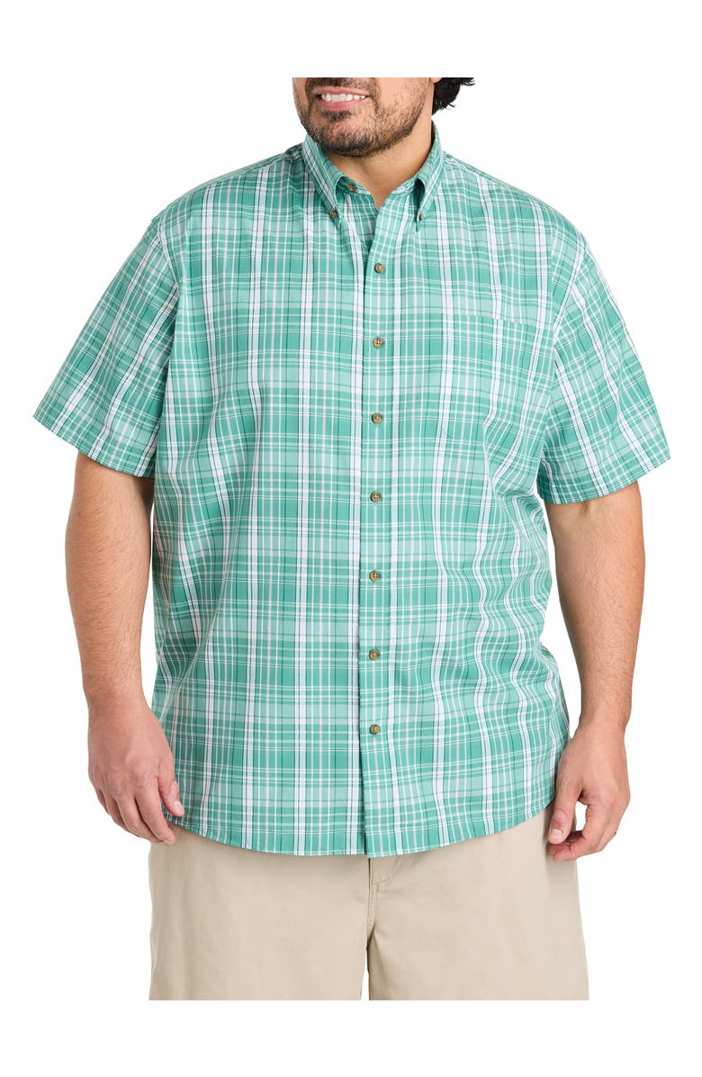 Harbor Bay by DXL Big & Tall Easy-Care Large Plaid Sport Shirt V6, Main, color, Green