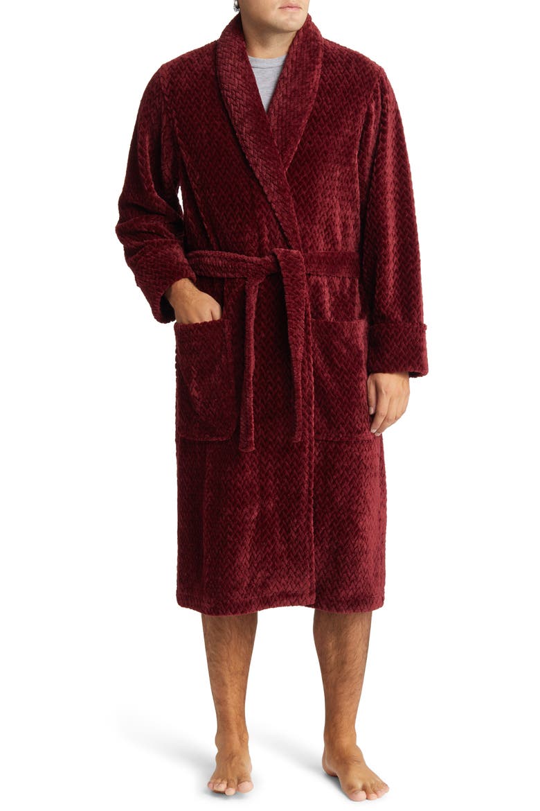 Plush Jacquard Robe, Main, color, BURGUNDY SPICE