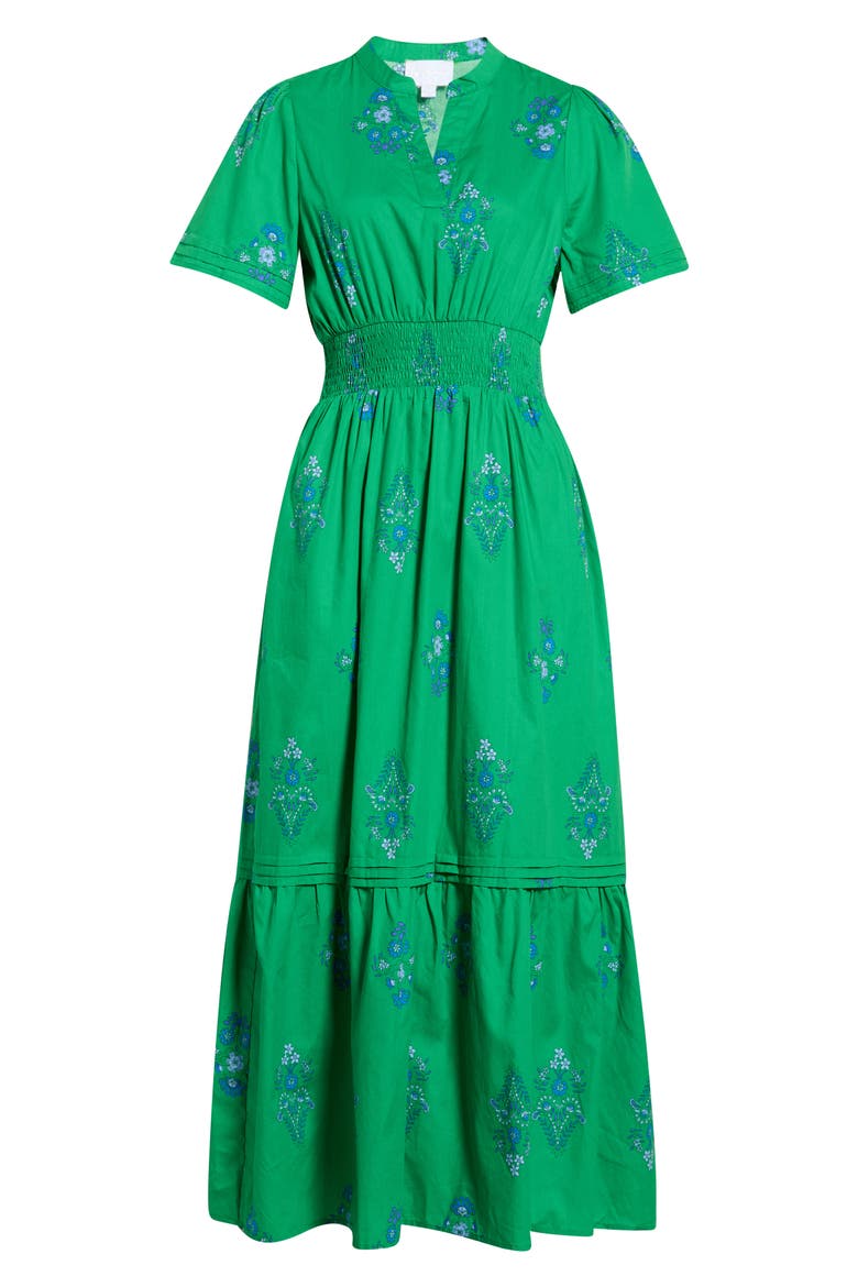 Lara Floral Print A-Line Dress, Alternate, color, KELLY-BLUES