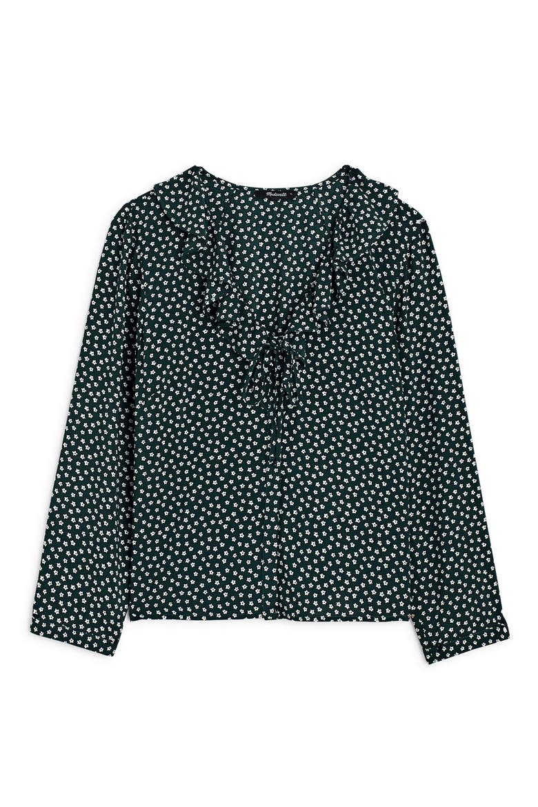 Ruffle V-Neck Long Sleeve Top, Alternate, color, DARK HOLLY
