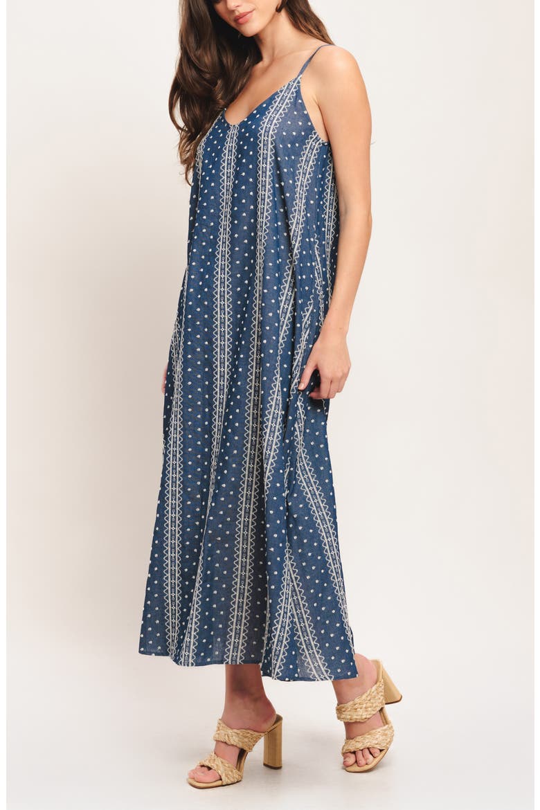 Embroidered Sleeveless Maxi Dress, Alternate, color, MEDIUM INDIGO