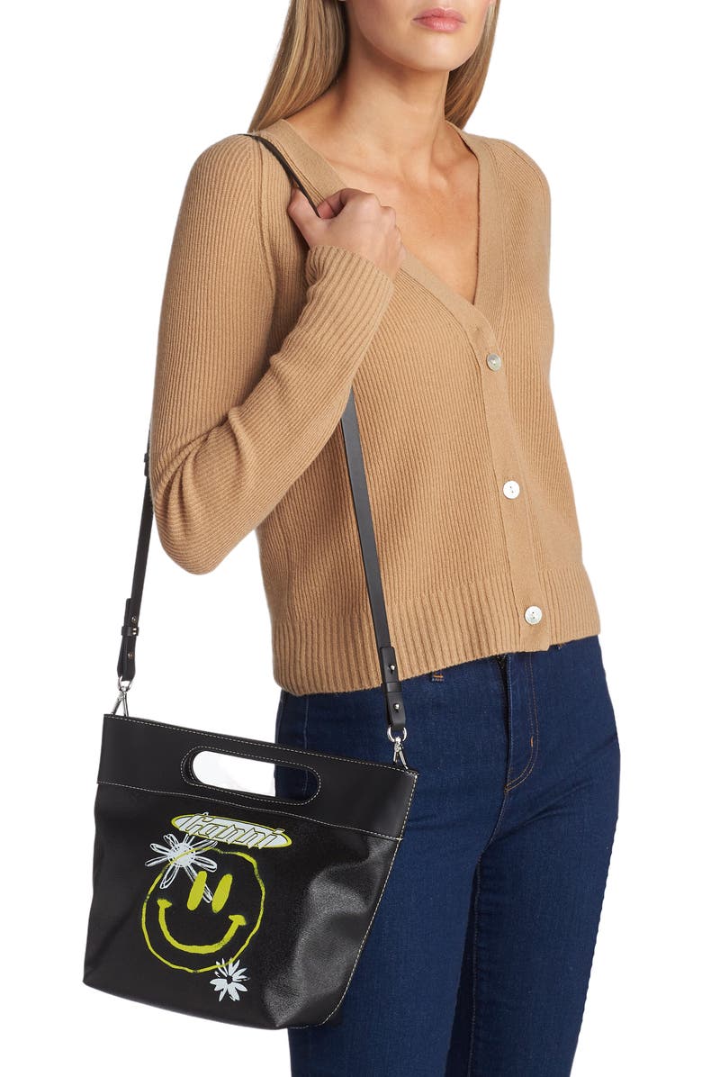 Ganni Small Smiley Canvas Tote Bag, Alternate, color,