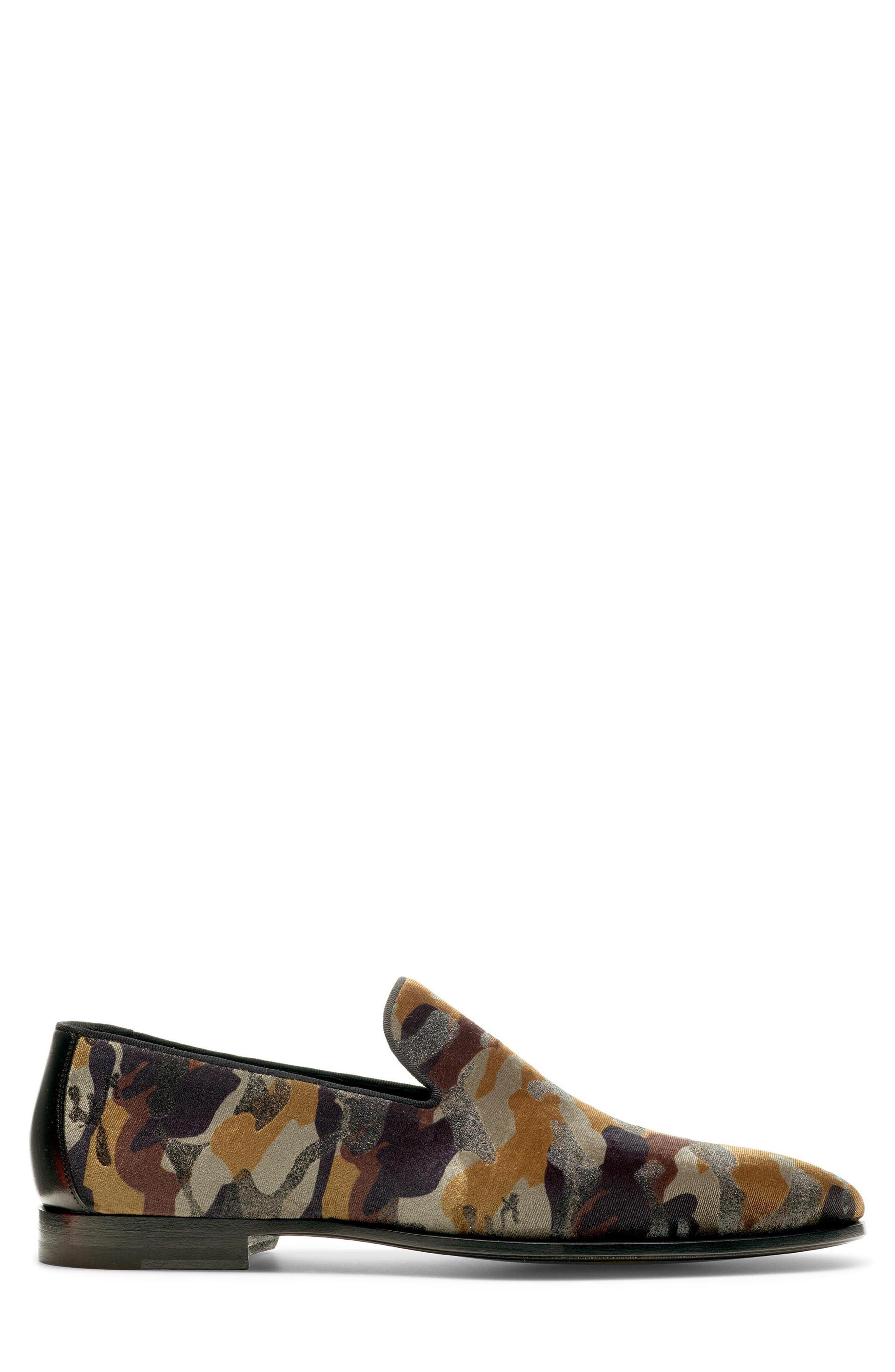 Magnanni Jareth Camo Velvet Loafer, Alternate, color, 