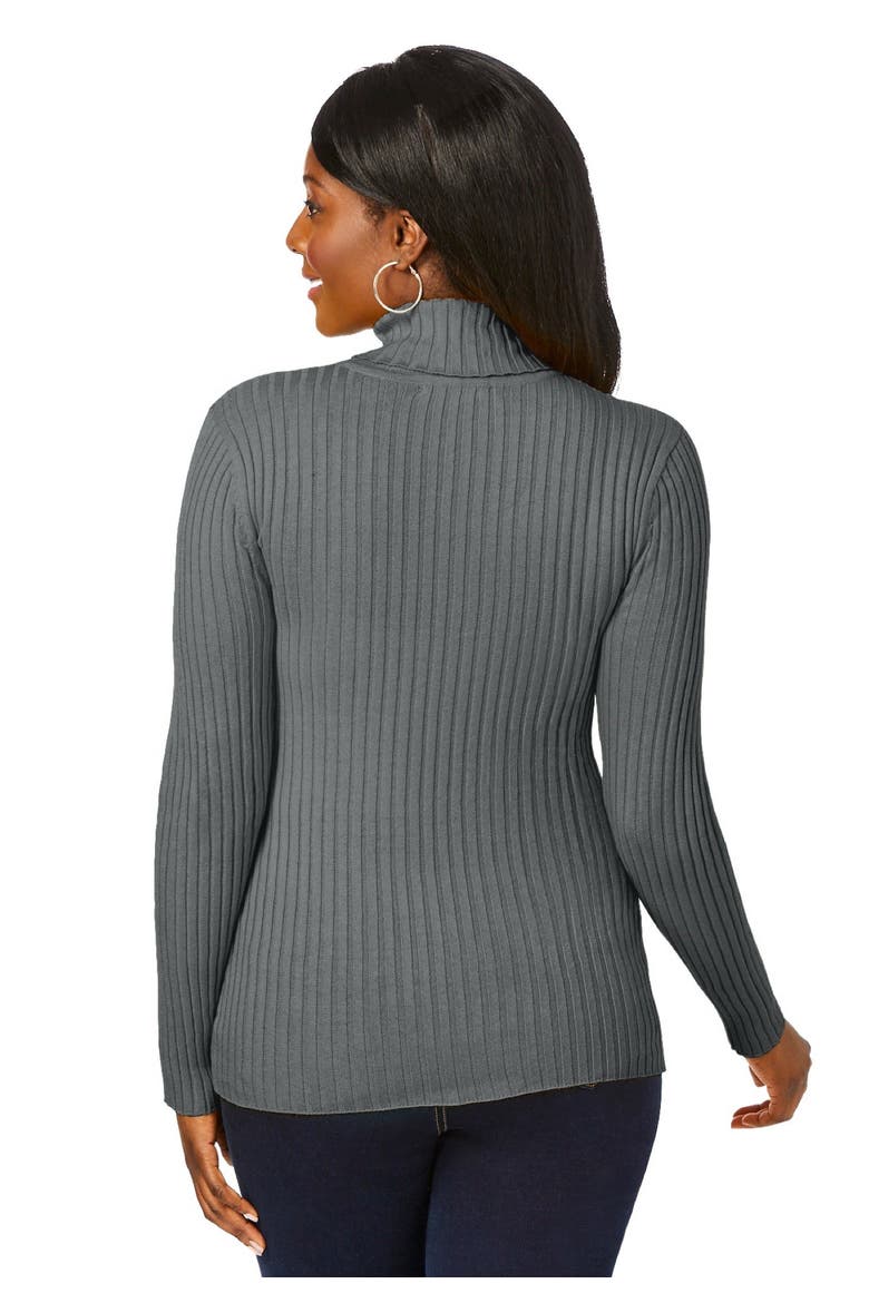 Ribbed Cotton Turtleneck Sweater (plus), Alternate, color, SLATE