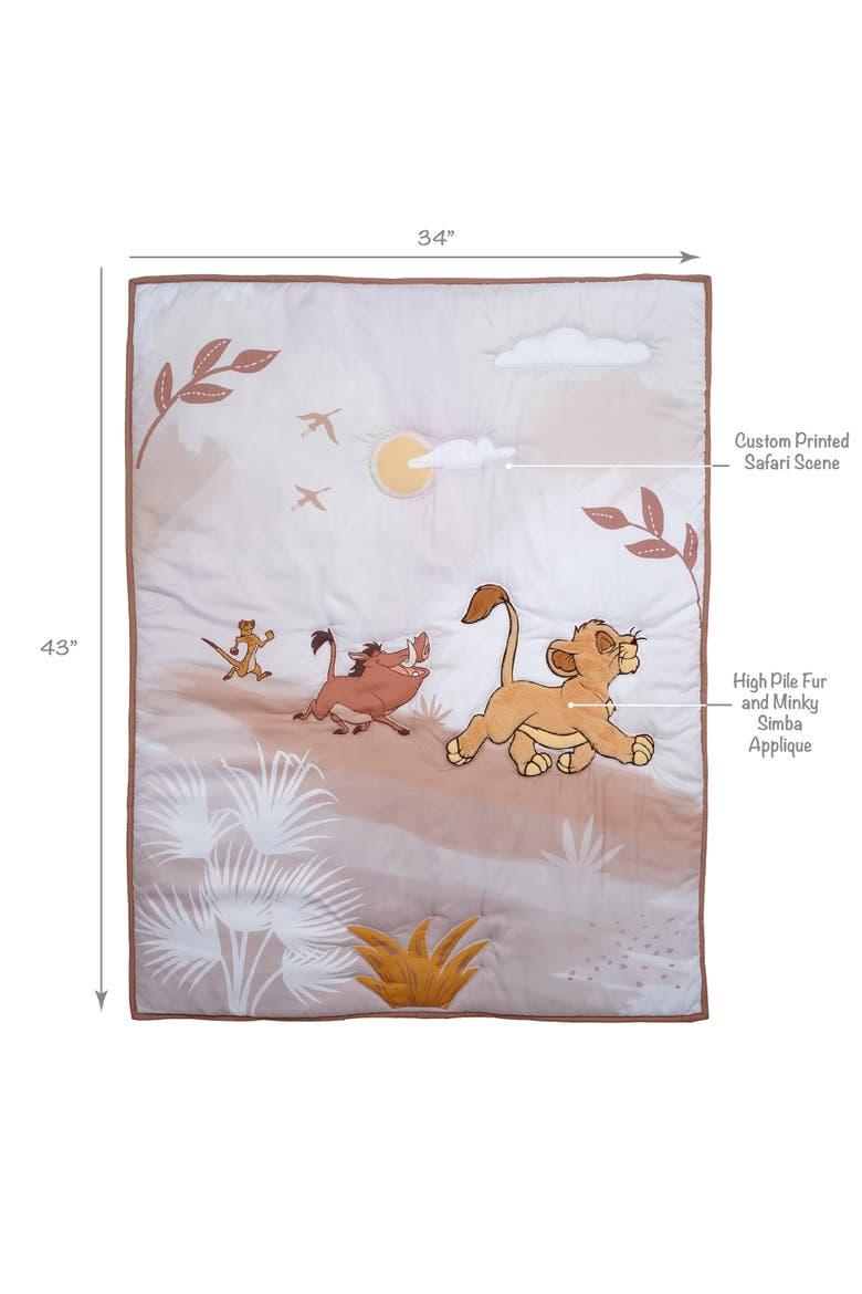 Disney Baby Lion King Safari 3-Pc Infant Nursery Crib Bedding Set, Alternate, color, Brown
