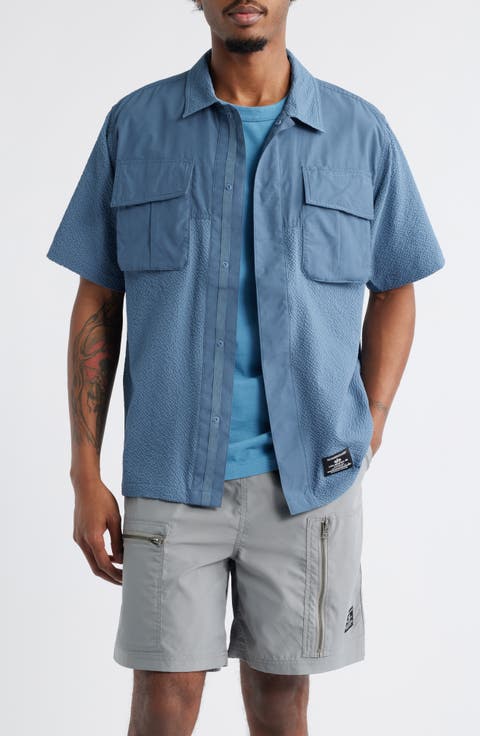 Seersucker Short Sleeve Button-Up Shirt