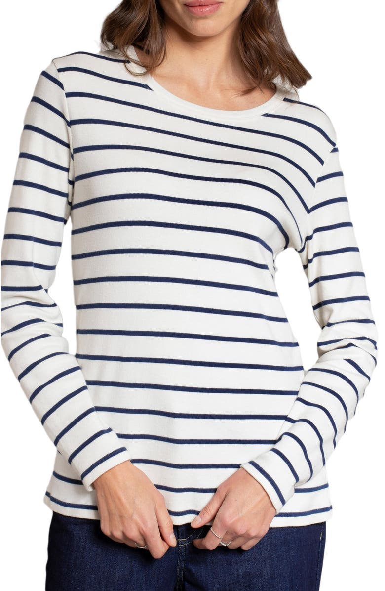 Celtic & Co. Striped Long Sleeve T-Shirt, Alternate, color, Chalk / Navy Stripe