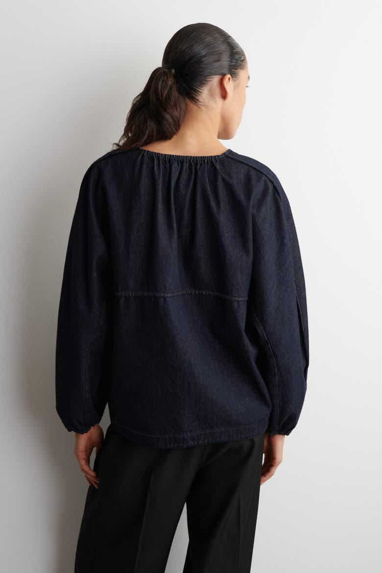 Rounded Denim Top, Alternate, color, INDIGO