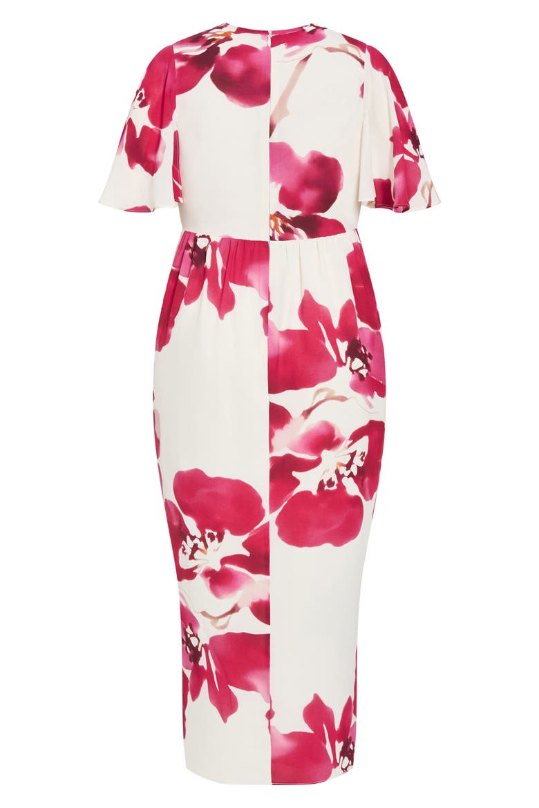 Braelynn Floral Flutter Sleeve Maxi Dress, Alternate, color, CREAM FLEUR