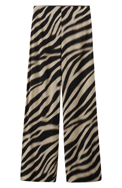 Zebra Print Straight Leg Pants