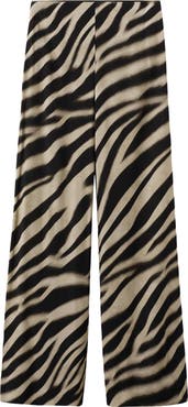 MANGO Zebra Print Straight Leg Pants