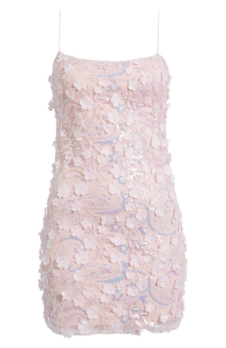 Jump Apparel Floral Appliqué & Sequin Cocktail Minidress, Alternate, color, Pink