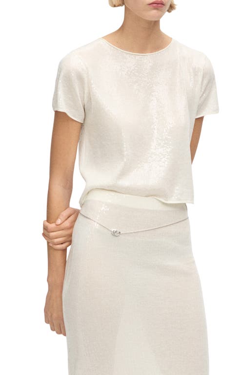 Mango Sequin Short Sleeve Sweater