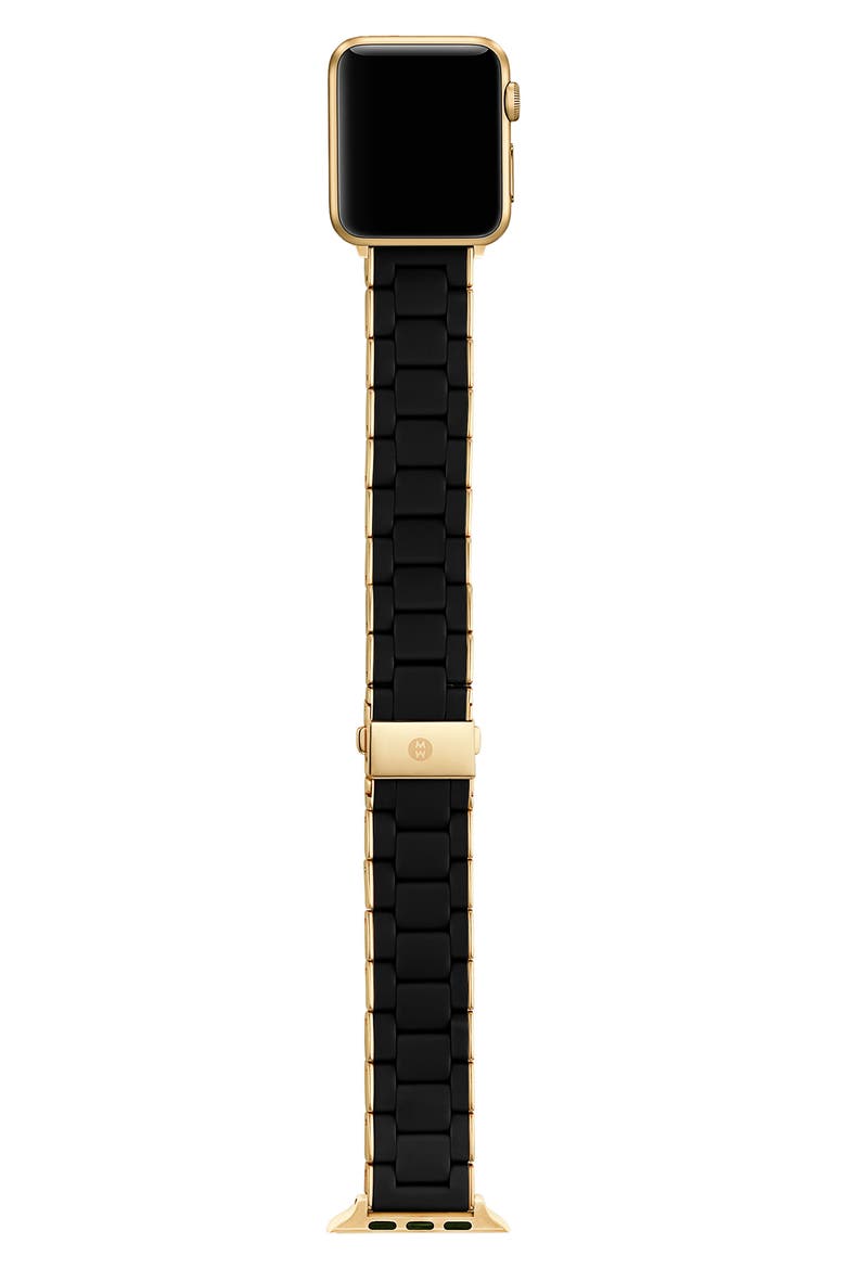 Silicone 20mm Apple Watch® Watchband, Alternate, color, BLACK/GOLD