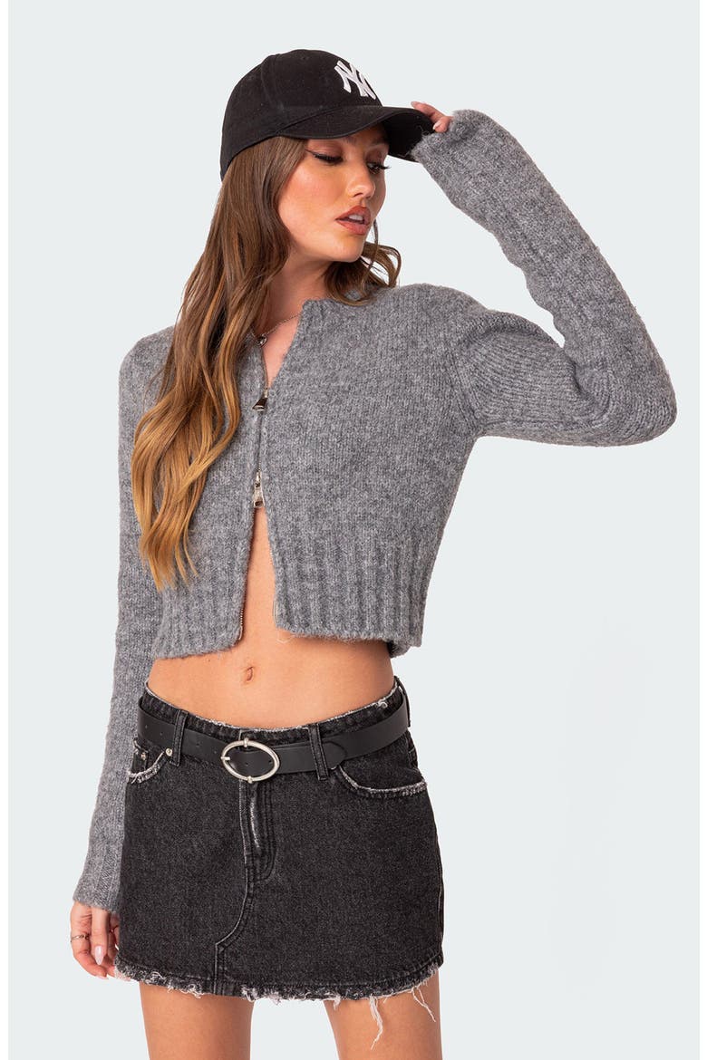 Jillian Two-Way Zip Cardigan, Alternate, color, DARK-GRAY-MELANGE