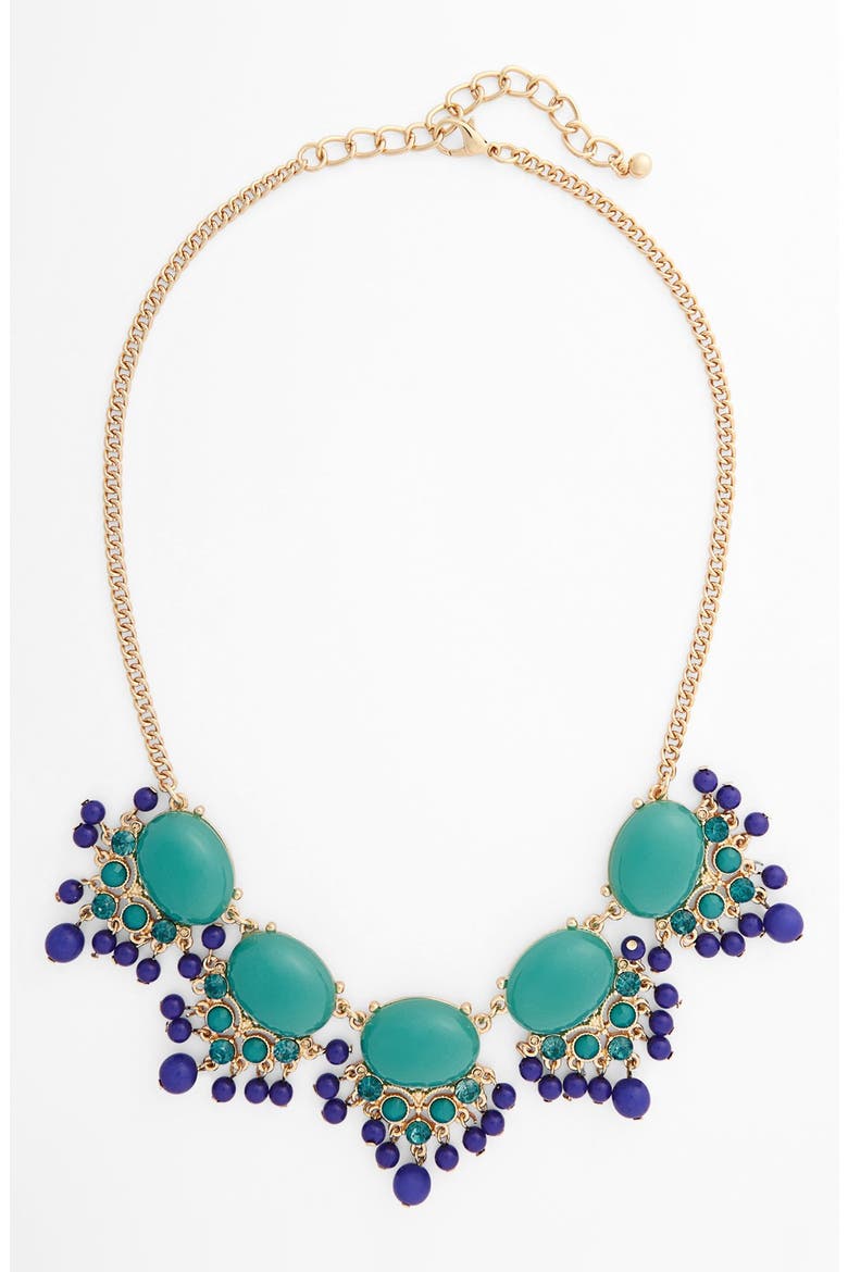 Crystal & Bead Statement Necklace, Main, color, TURQUOISE