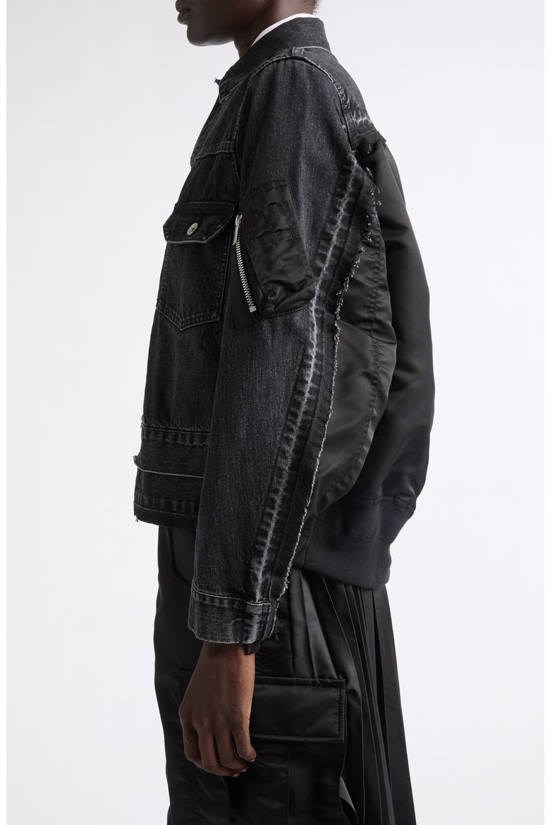 Denim & Nylon Twill Jacket, Alternate, color, BLACK