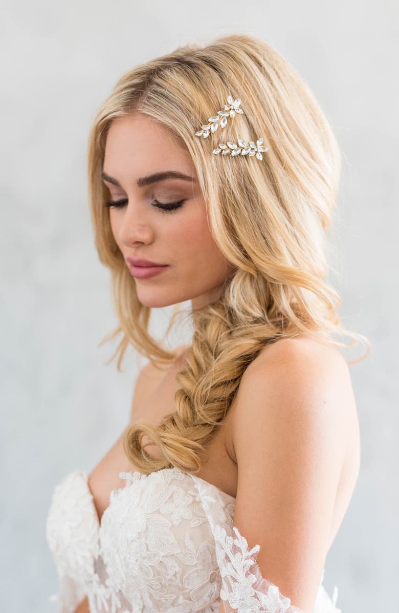 Brides & Hairpins Sona Set of 2 Hair Clips, Alternate, color, Gold