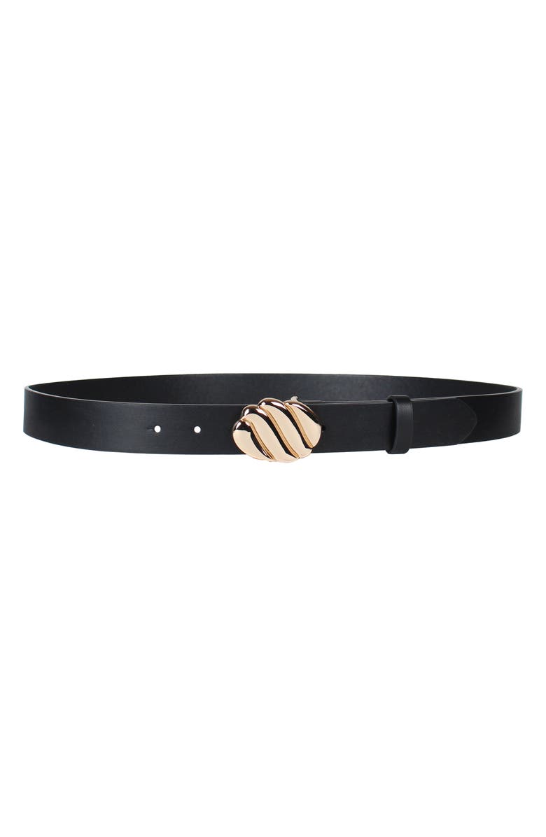 Linea Pelle Twist Plaque Buckle Belt, Main, color, Black