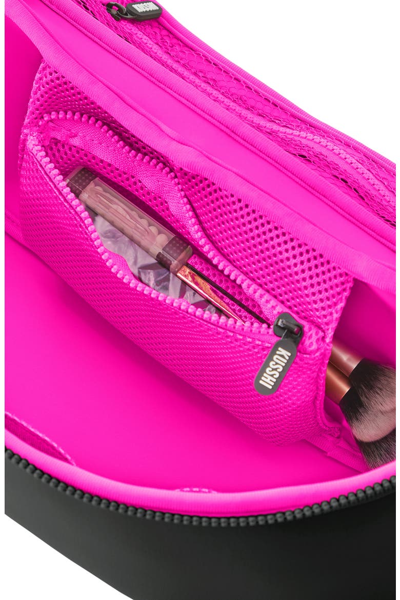Large Neoprene Train Case, Alternate, color, BLACK/ PINK