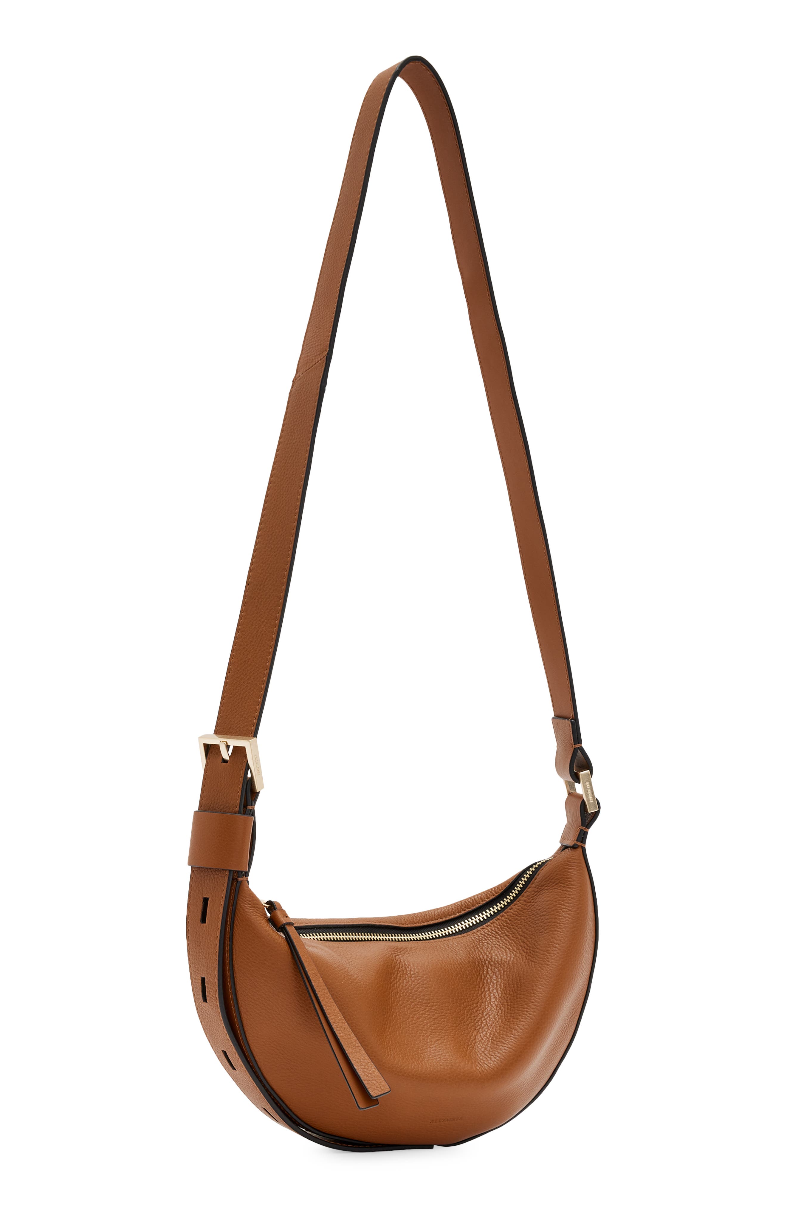 Half Moon Leather Crossbody Bag, Alternate, color, SEPIA
