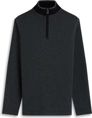 Bugatchi Quarter Zip Cotton Blend Piqué Pullover