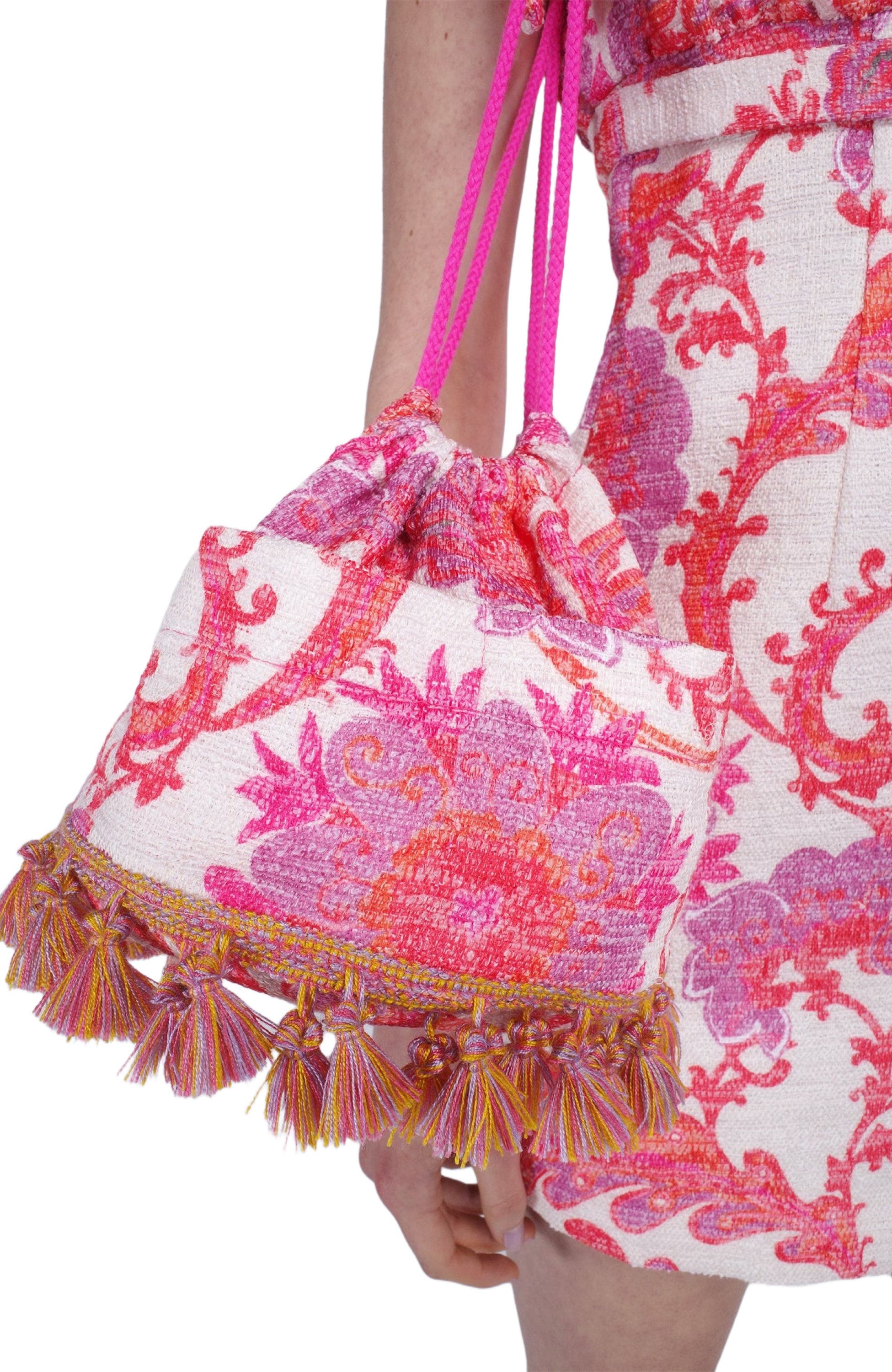 Anna Sui Arabesque Linen Tassel Crossbody Bag, Alternate, color, 